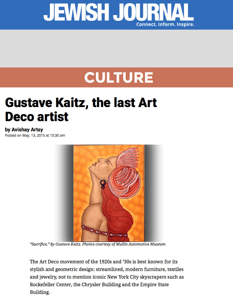 Jewish Journal Gustave Kaitz Article -The Last Art Deco Artist
